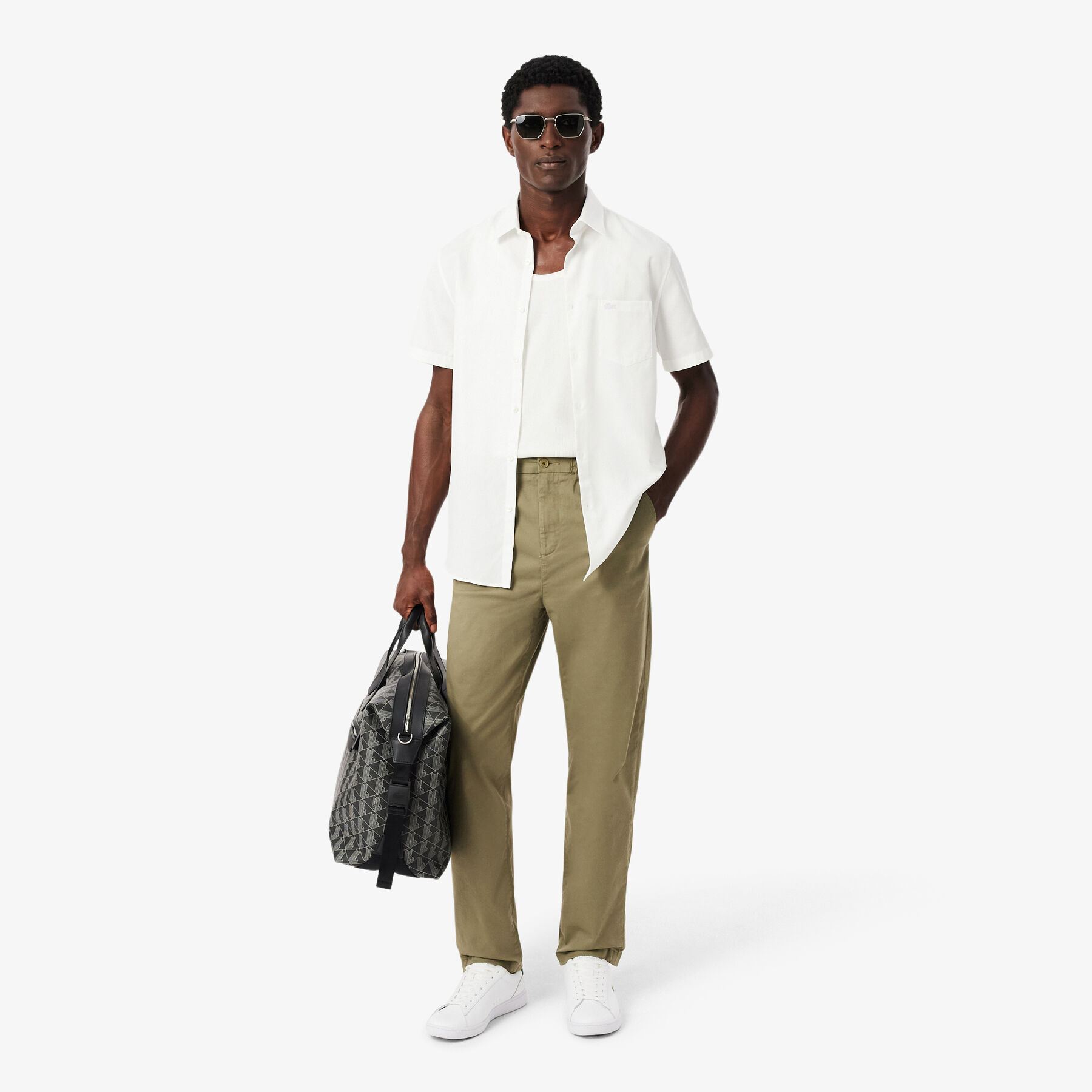 lacoste regular fit cotton twill chino pants