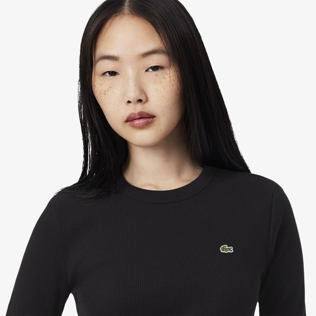 تي شيرت قطن مضلع بأكمام طويلة Long Sleeved Ribbed Cotton T-shirt - TF1692-00-031