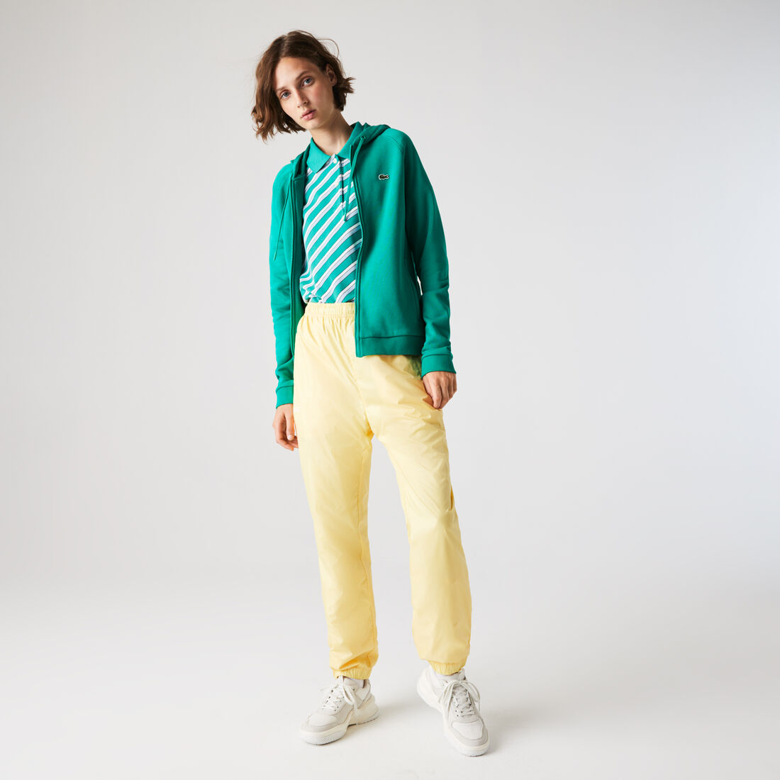 سويت شيرت للتنس من الصوف بسحاب وغطاء رأس مجموعة Lacoste SPORT للنساء