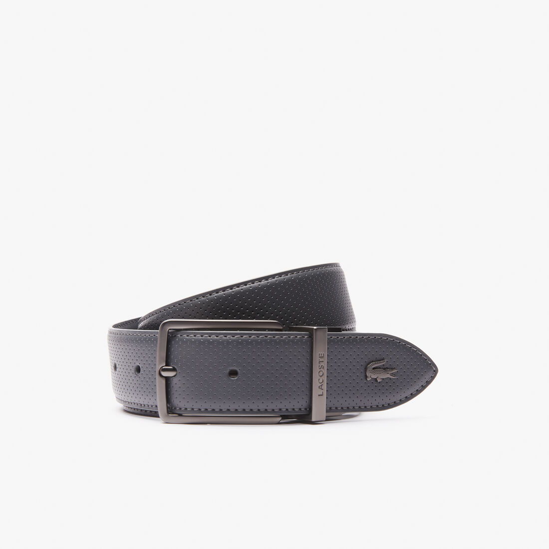 Men's Lacoste Engraved Buckle Reversible Piqu&eacute; Leather Belt