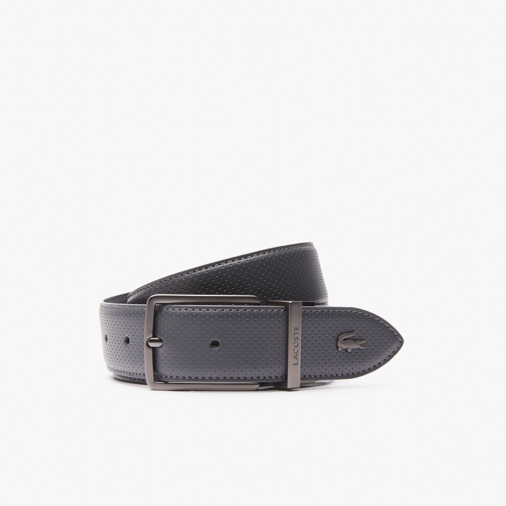 Men's Lacoste Engraved Buckle Reversible Piqu&eacute; Leather Belt