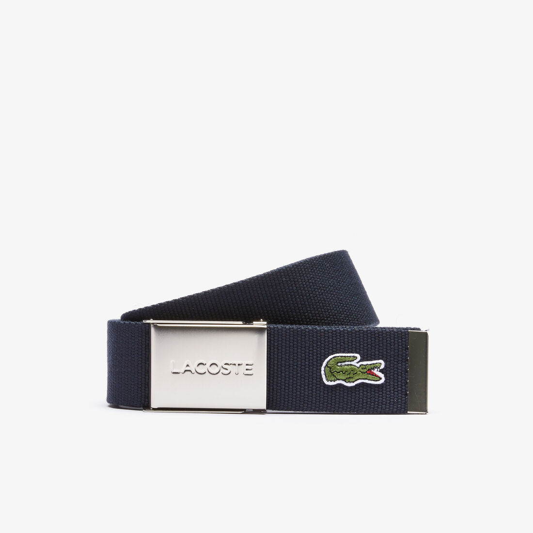 Men's Made in France Lacoste Engraved Buckle Woven Fabric Belt - RC2012-166