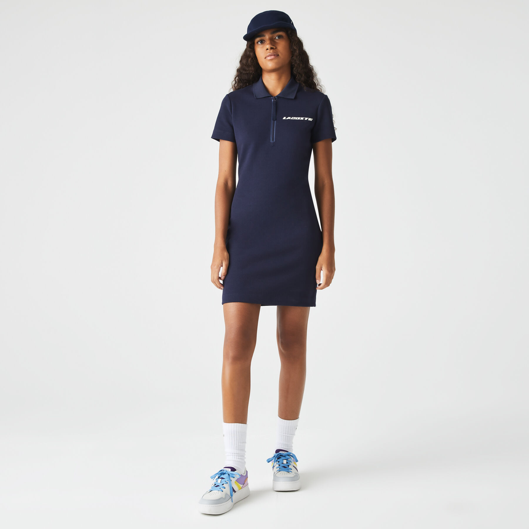 lacoste women s contrast branded two ply jersey polo dress