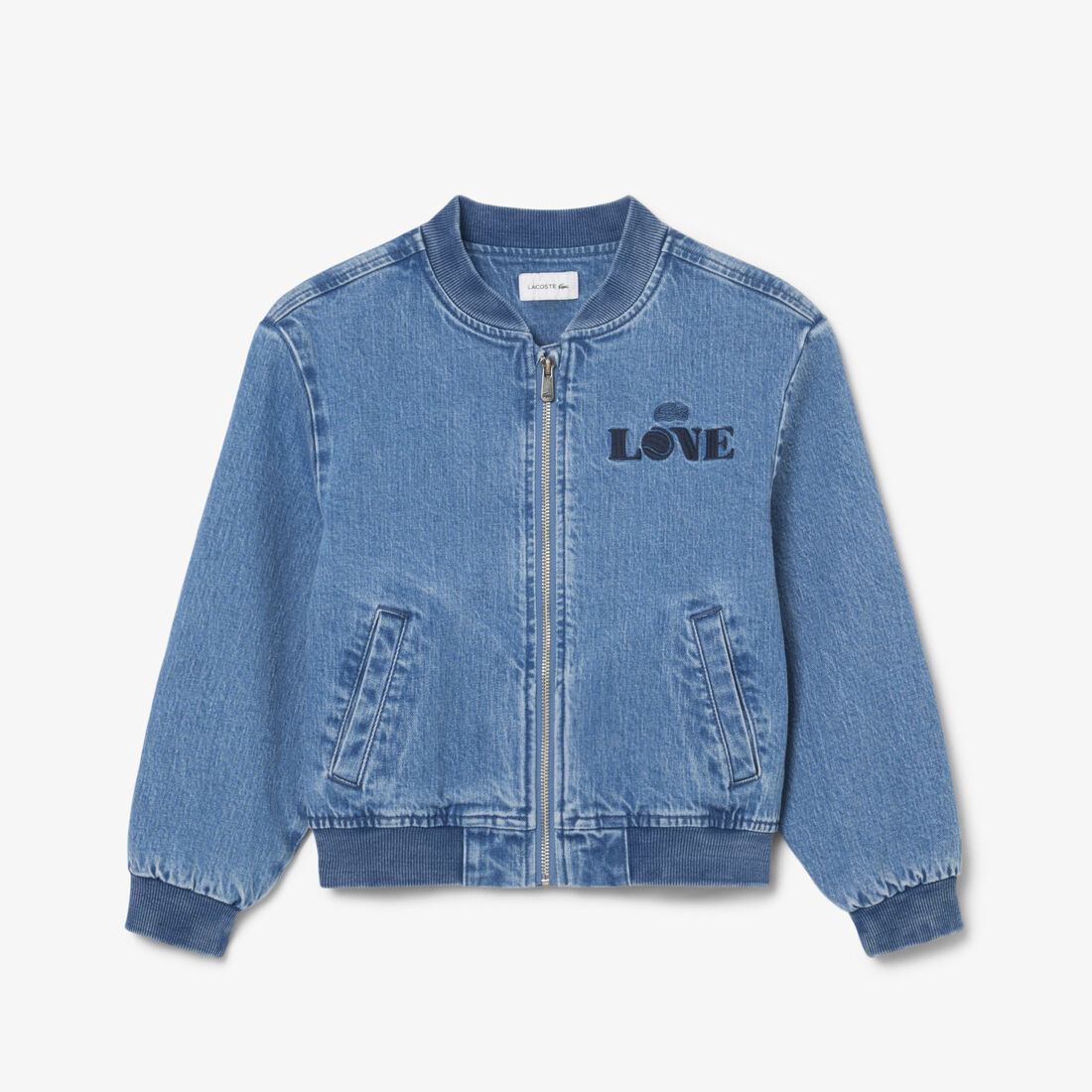 Padded Badge Accent Denim Bomber Jacket lacoste padded badge accent denim bomber jacket