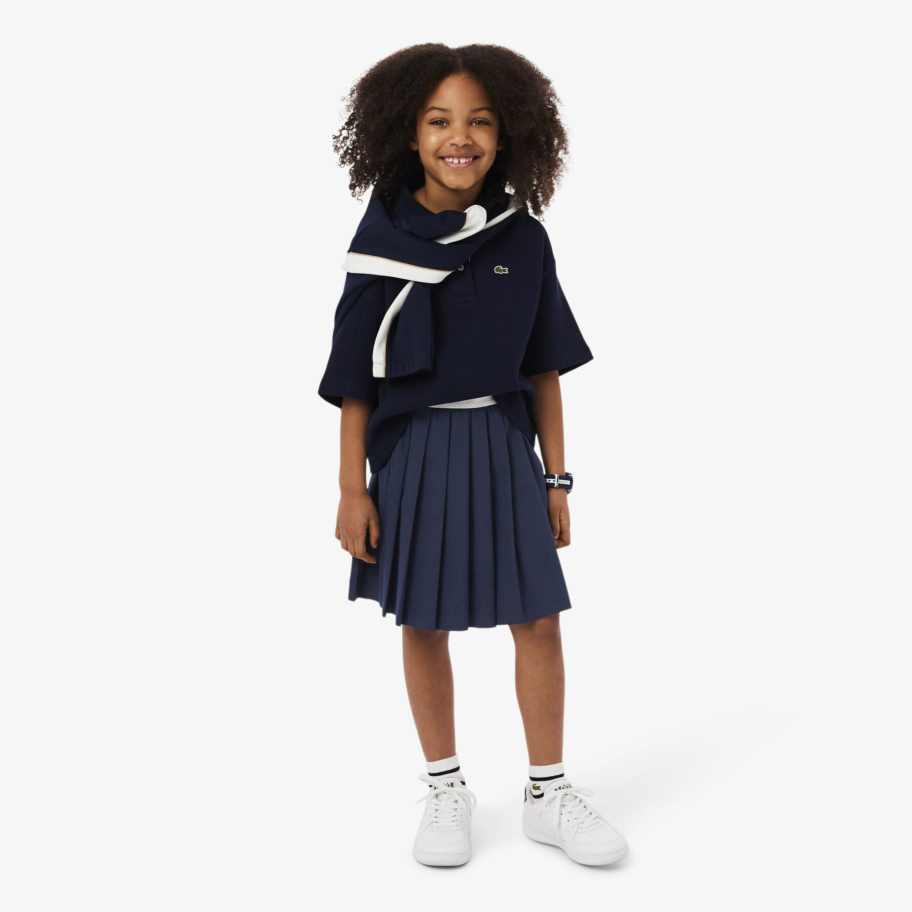 lacoste oxford cotton pleated skirt