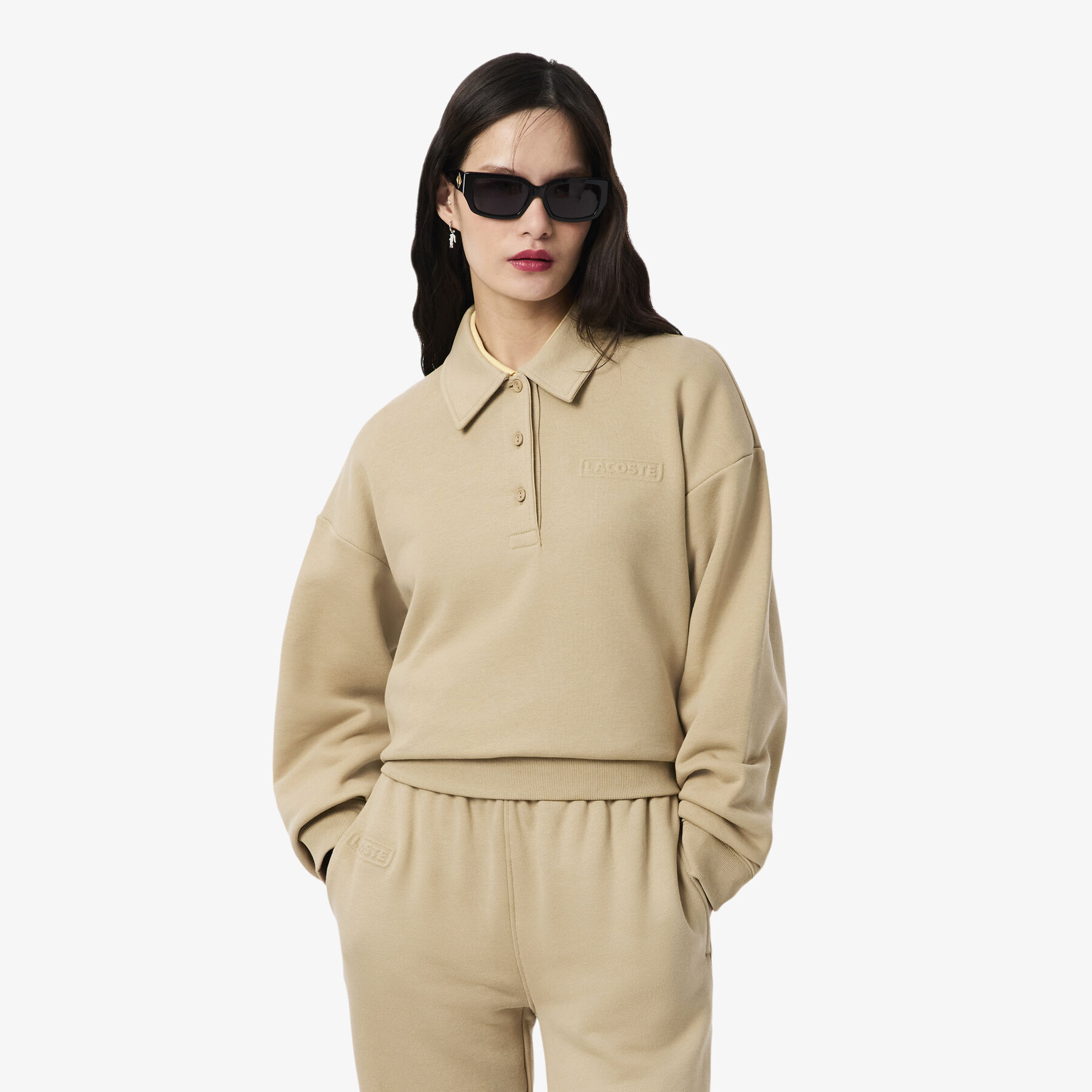 سويت شيرت بياقة بولو لاكوست سويت شيرت بياقة بولو
