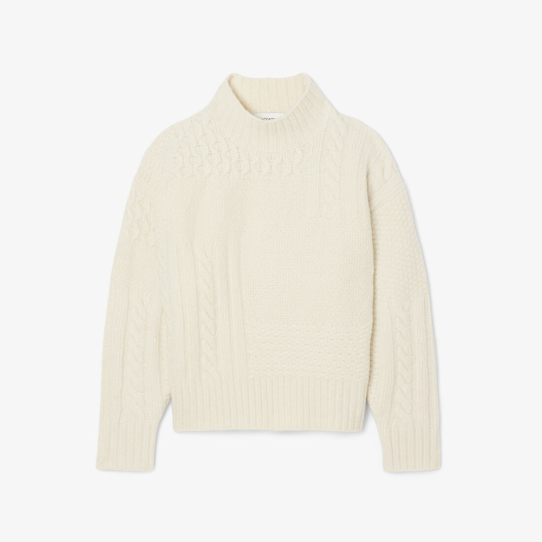 سترة صوفية برقبة عالية بتأثير مرقع Patchwork Effect High Neck Wool Sweater - AF3974-00-XFJ