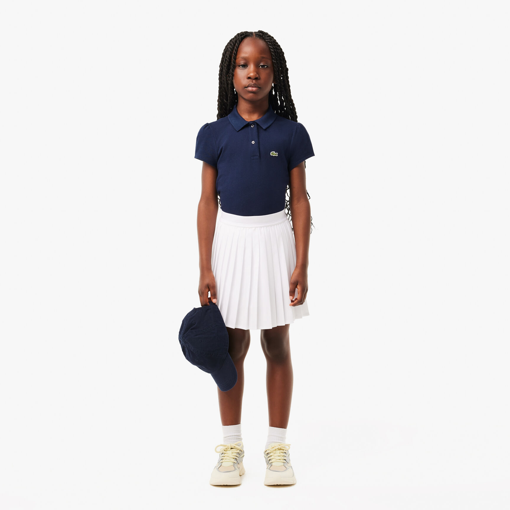 Girls' Lacoste Scalloped Collar Mini Pique Polo Shirt - PJ3594-00-166