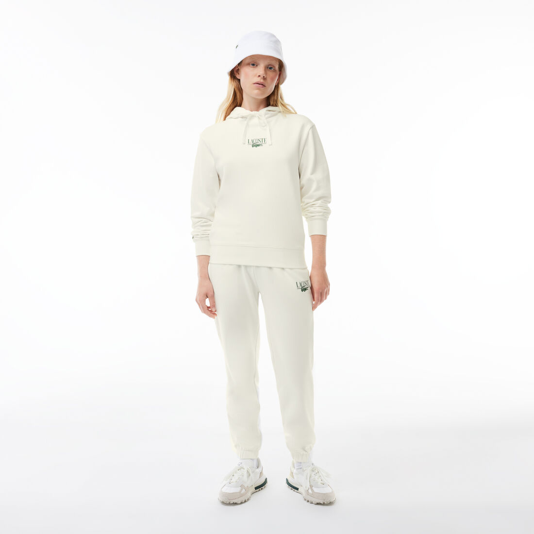 سويت شيرت بيكيه قطن بسحاب ومقسم بألوان Lacoste Print Jogger Hoodie - SF0884-00-70V