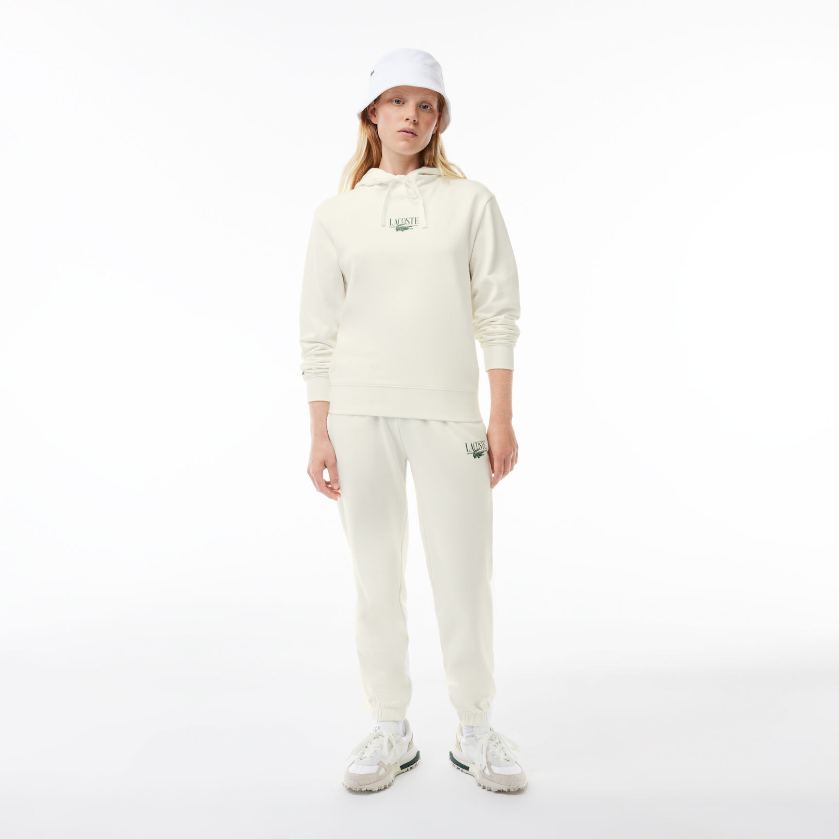 سويت شيرت بيكيه قطن بسحاب ومقسم بألوان Lacoste Print Jogger Hoodie - SF0884-00-70V