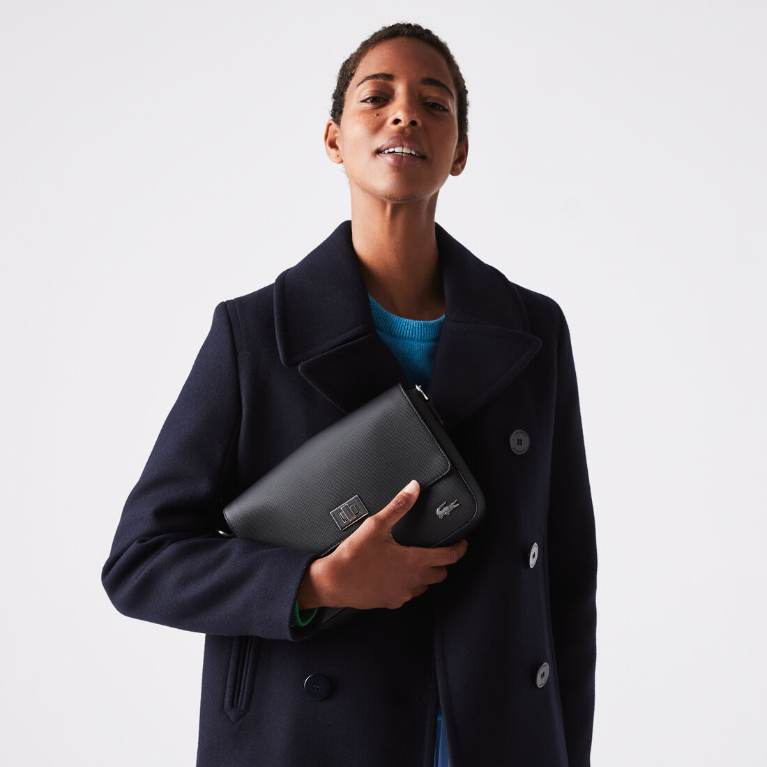 حقيبة كتف بمشبك محيكة من كنفا بيكيه بتصميم كلاسيكي عملي للسيدات من مجموعة Daily Classic