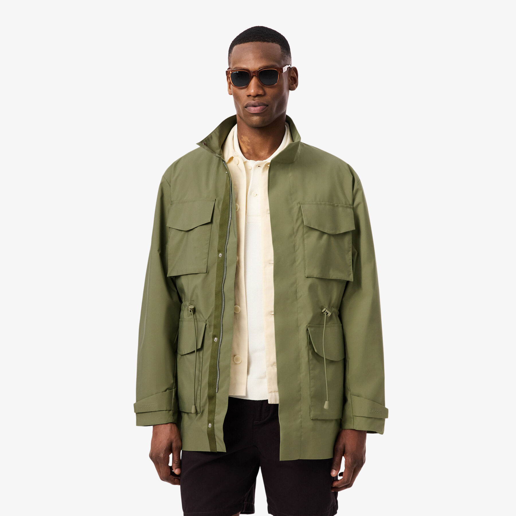 lacoste mid length water repellent windbreaker jacket