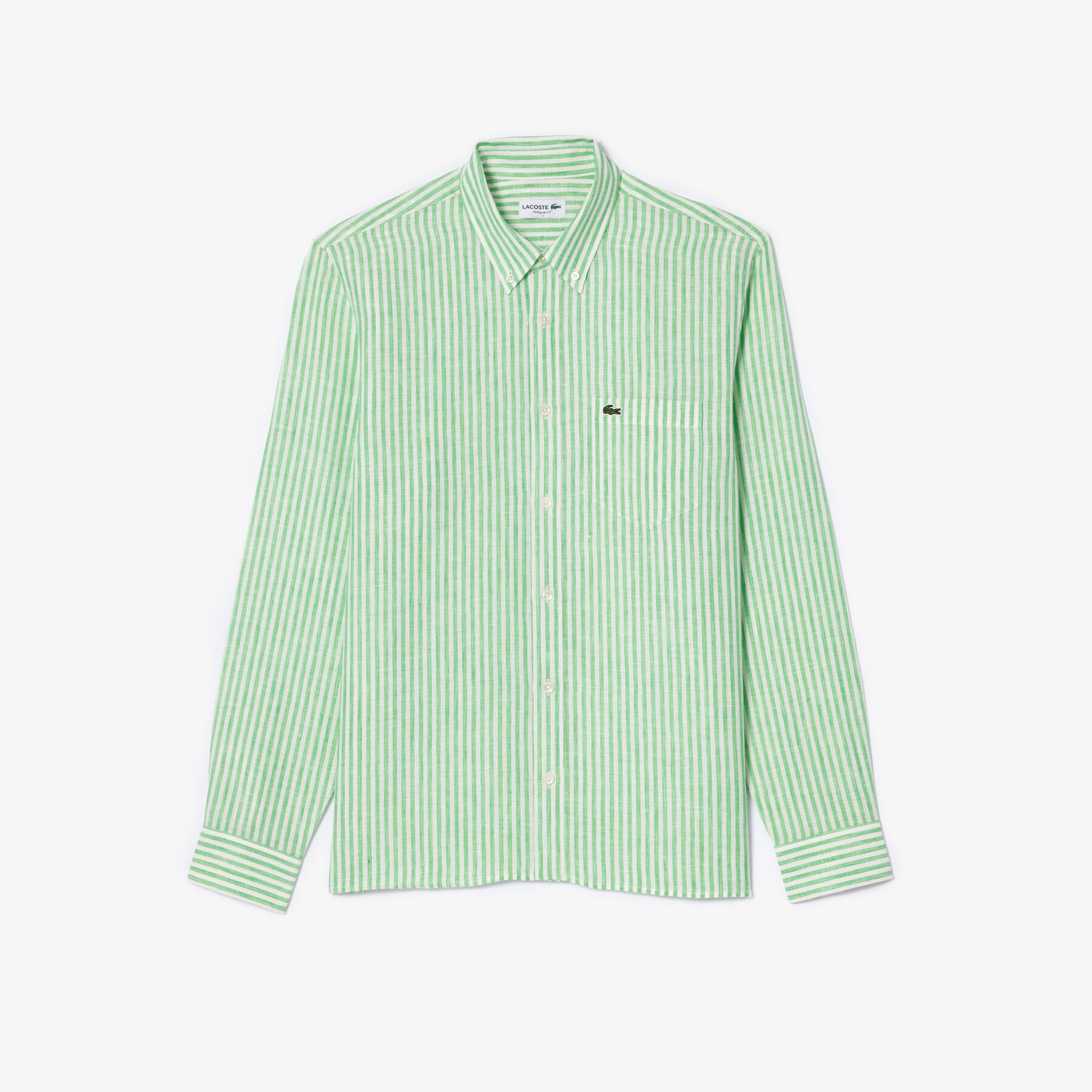 lacoste regular fit striped linen shirt