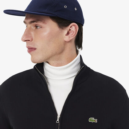 Zipped High Neck Cotton Sweater