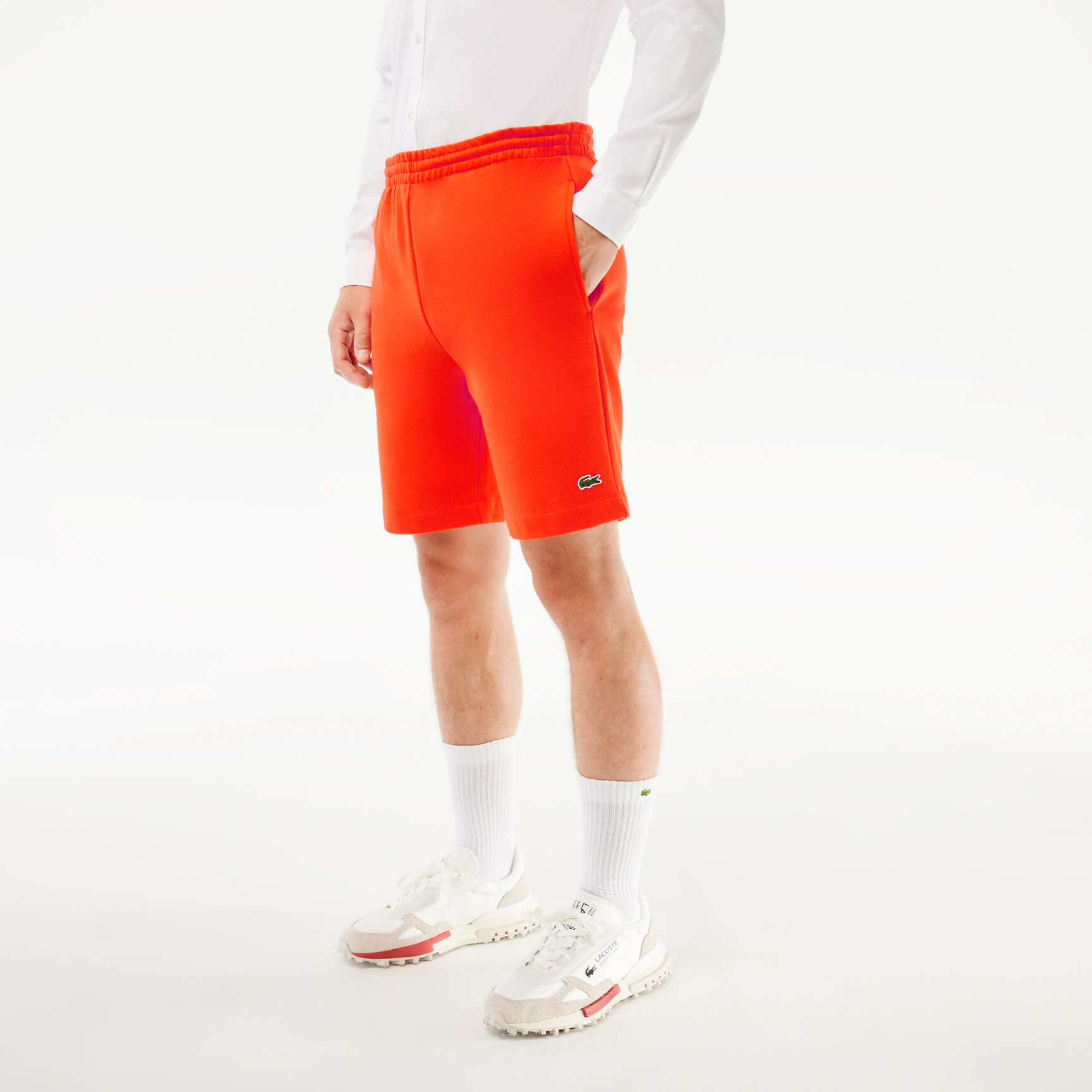 شورت صوف بقصّة عادية Men's Lacoste Organic Brushed Cotton Fleece Jogger Shorts - GH9627-00-SJI