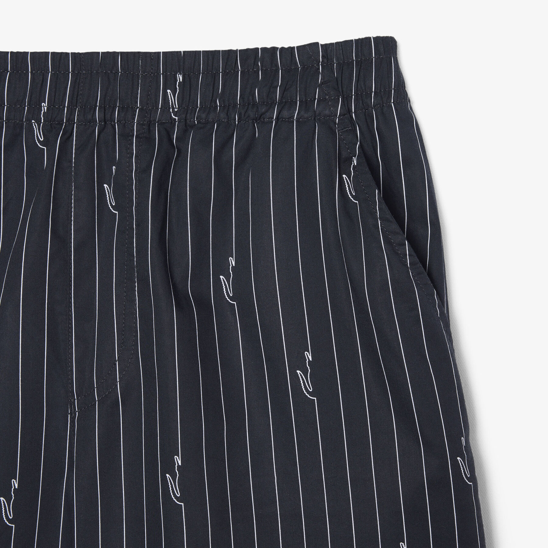 lacoste crocodile print stripe cotton shorts