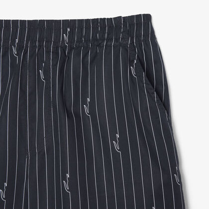 شورت قطني بخطوط مطبوعة بتمساح