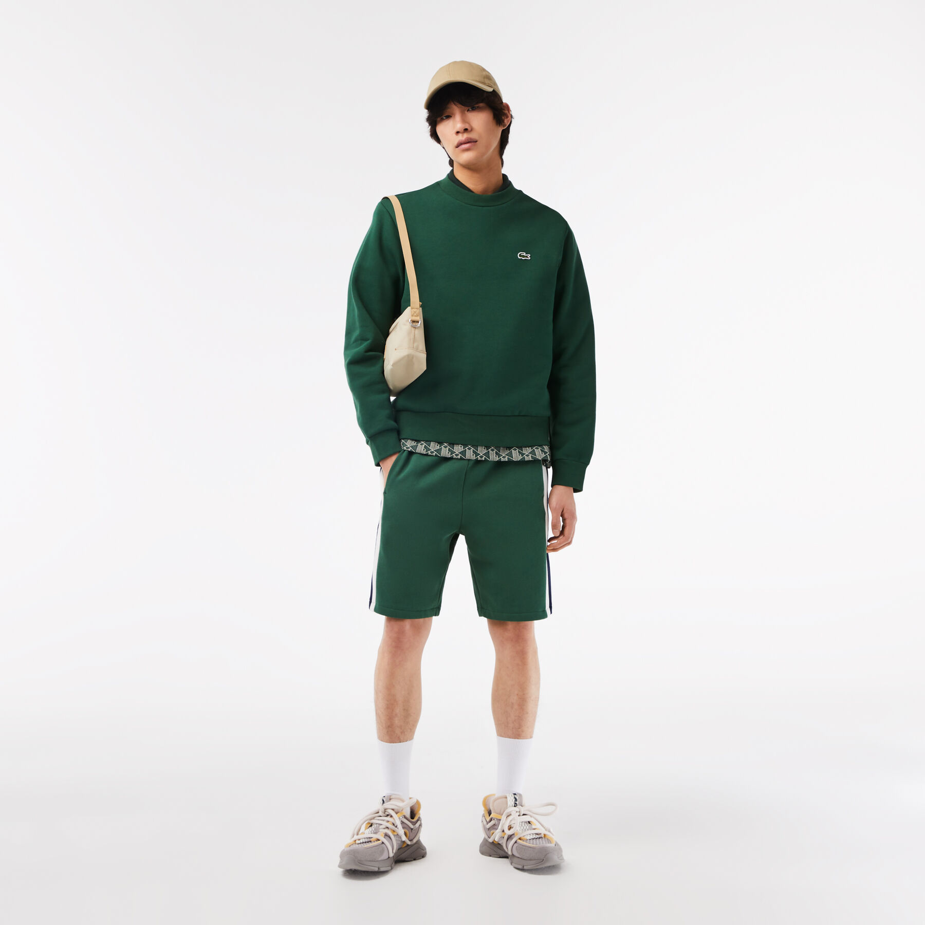 men s lacoste brushed fleece colourblock shorts