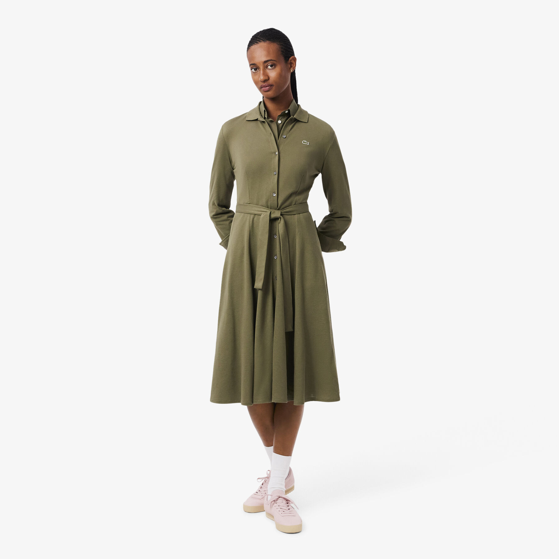 Polo Collar Belted Petit Pique Dress - EF5299-00-E9F