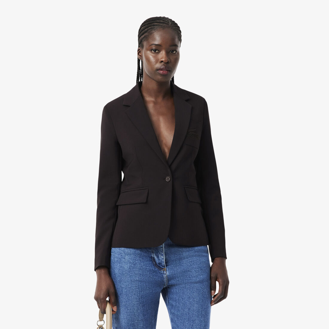 Embroidered Logo Slim Fit Wool Blazer - VF4244-00-3LA