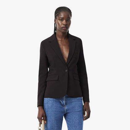 Embroidered Logo Slim Fit Wool Blazer