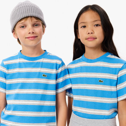 Kids' Lacoste Stripe Print Cotton Jersey T-shirt