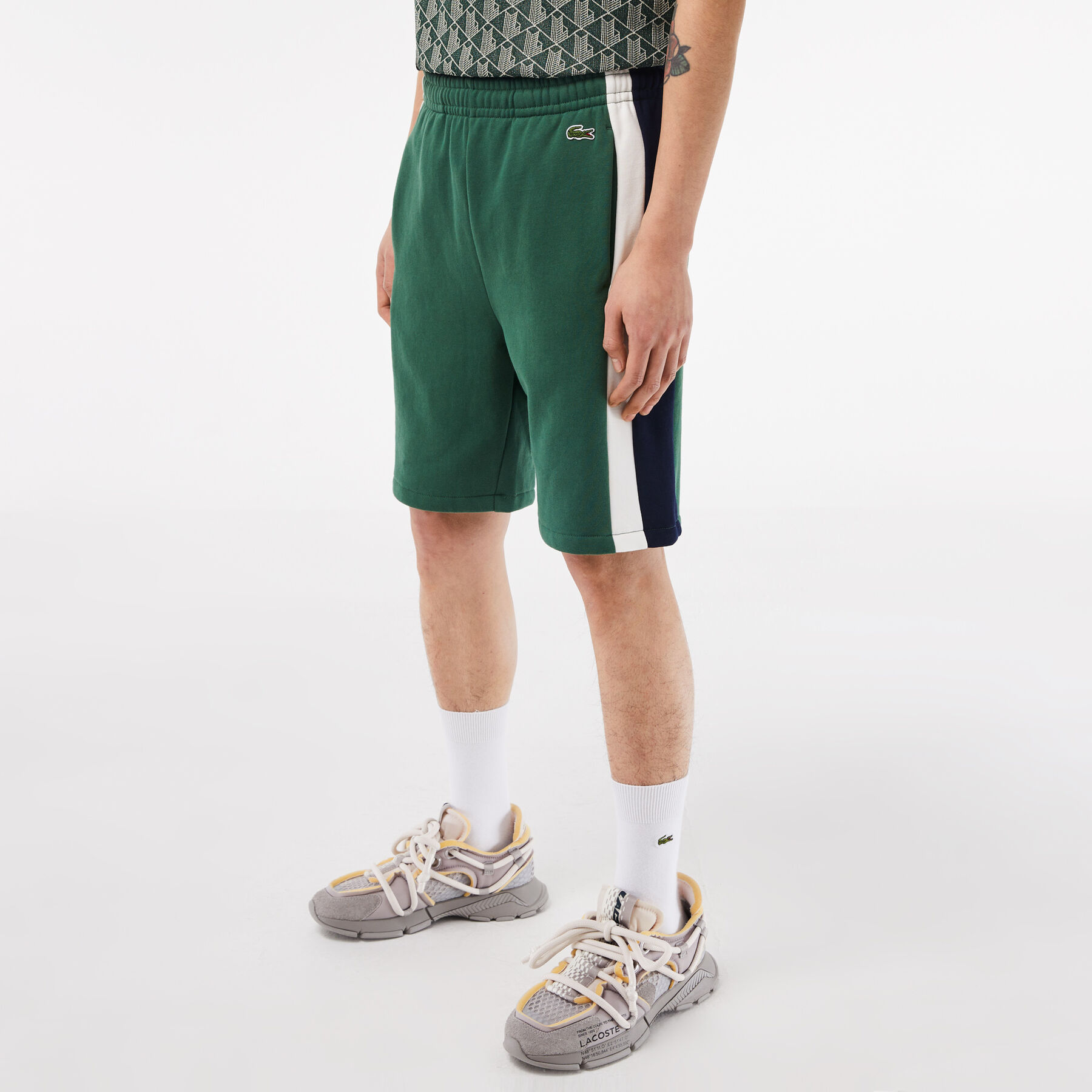 men s lacoste brushed fleece colourblock shorts