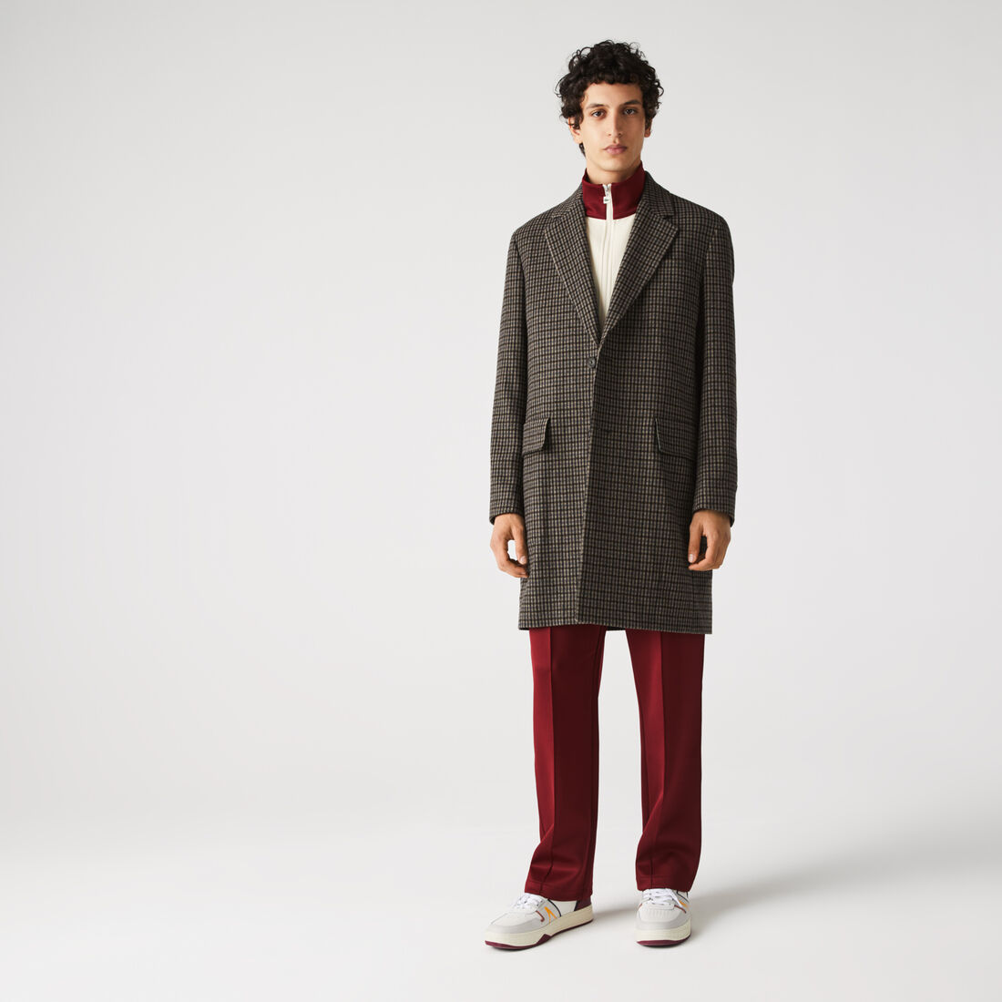 سترة تشيسترفيلد من الصوف المربعات للرجال