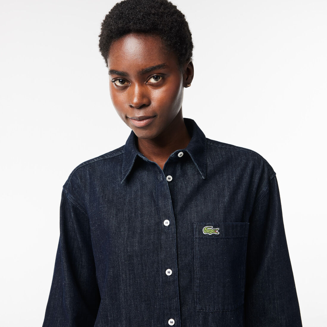 Women's Lacoste Oversized Cotton Denim Shirt - CF0036-00-0PV
