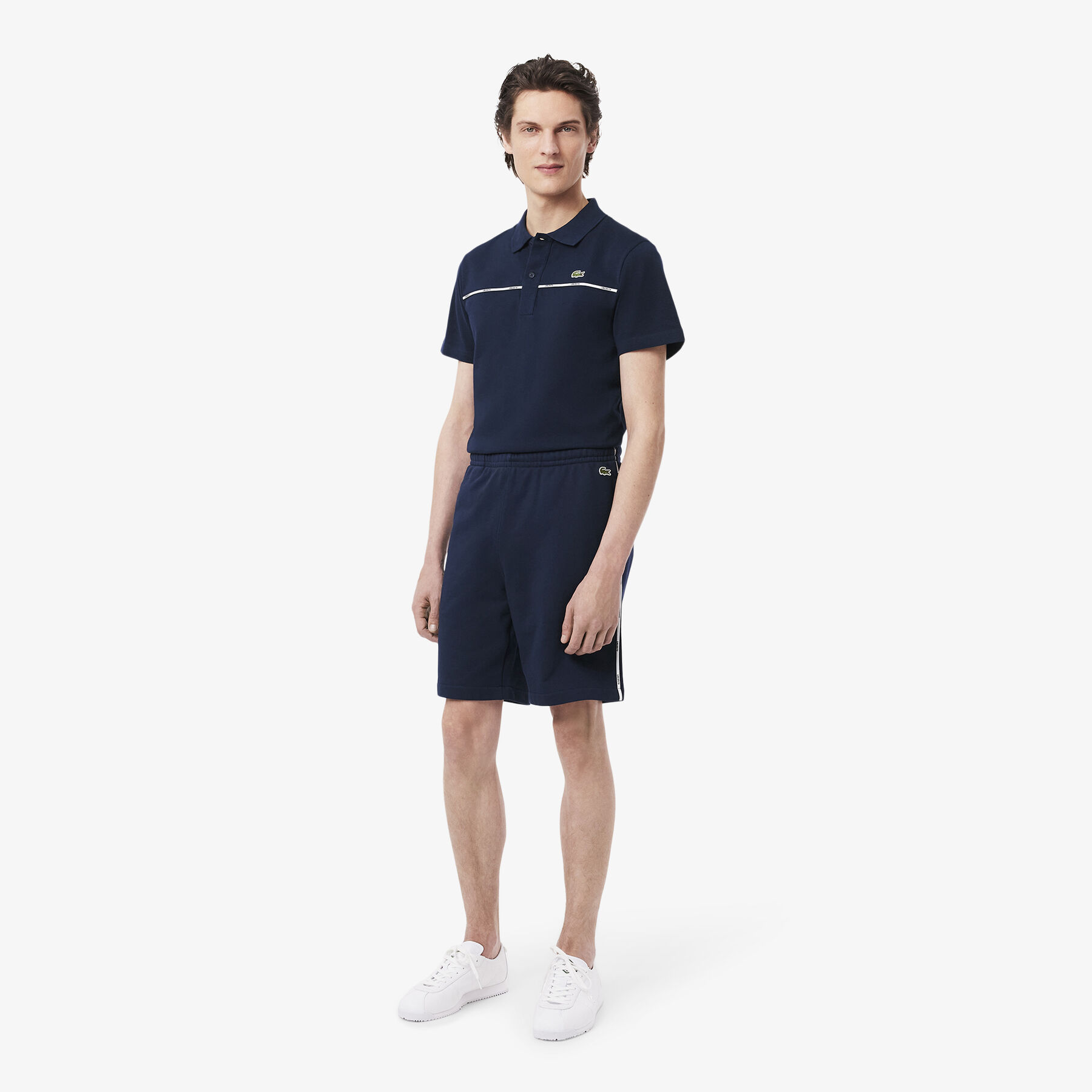 Logo Trim Cotton Fleece Shorts lacoste logo trim cotton fleece shorts