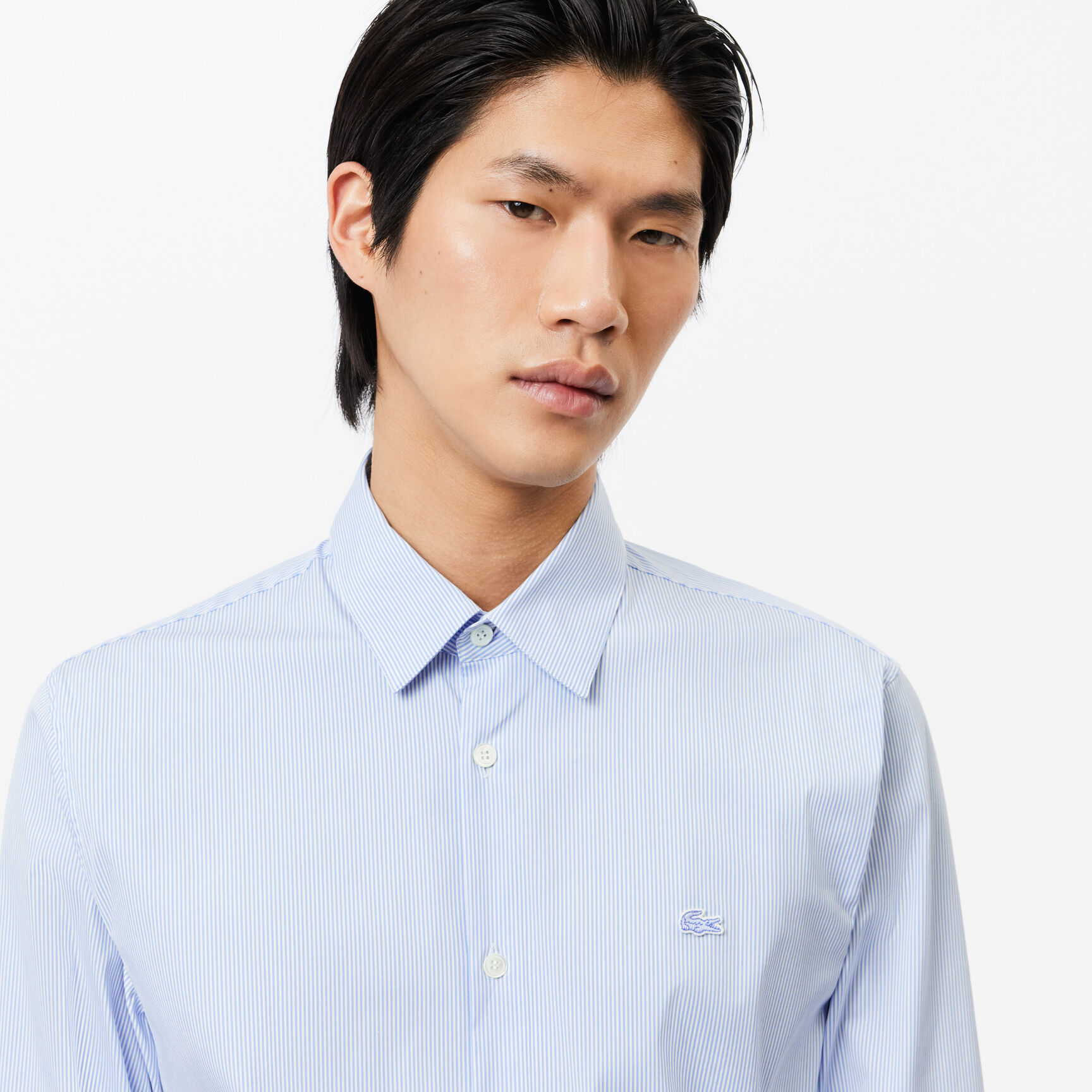 Slim Fit Striped Stretch Poplin Shirt Men's Lacoste Slim Fit Striped Stretch Poplin Shirt - CH0198-00-F6Z