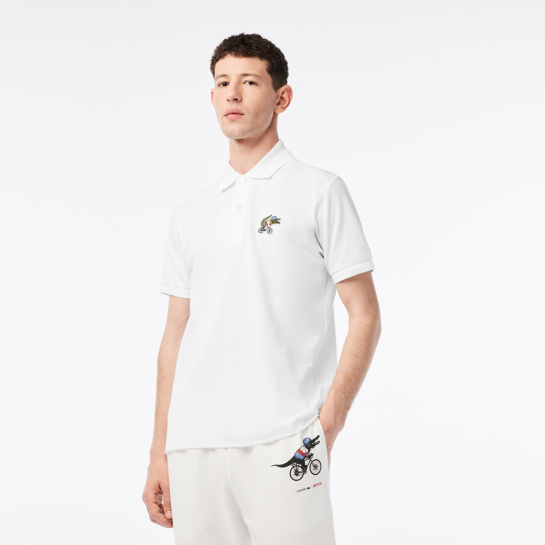 تيشيرت بولو قطن عضوي للرجال مجموعة Lacoste x Netflix