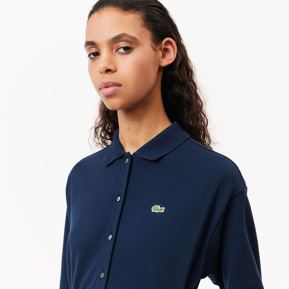 فستان بولو بيكيه قطني بأكمام 3/4 3/4 Sleeve Cotton Pique Polo Dress - EF0850-00-166