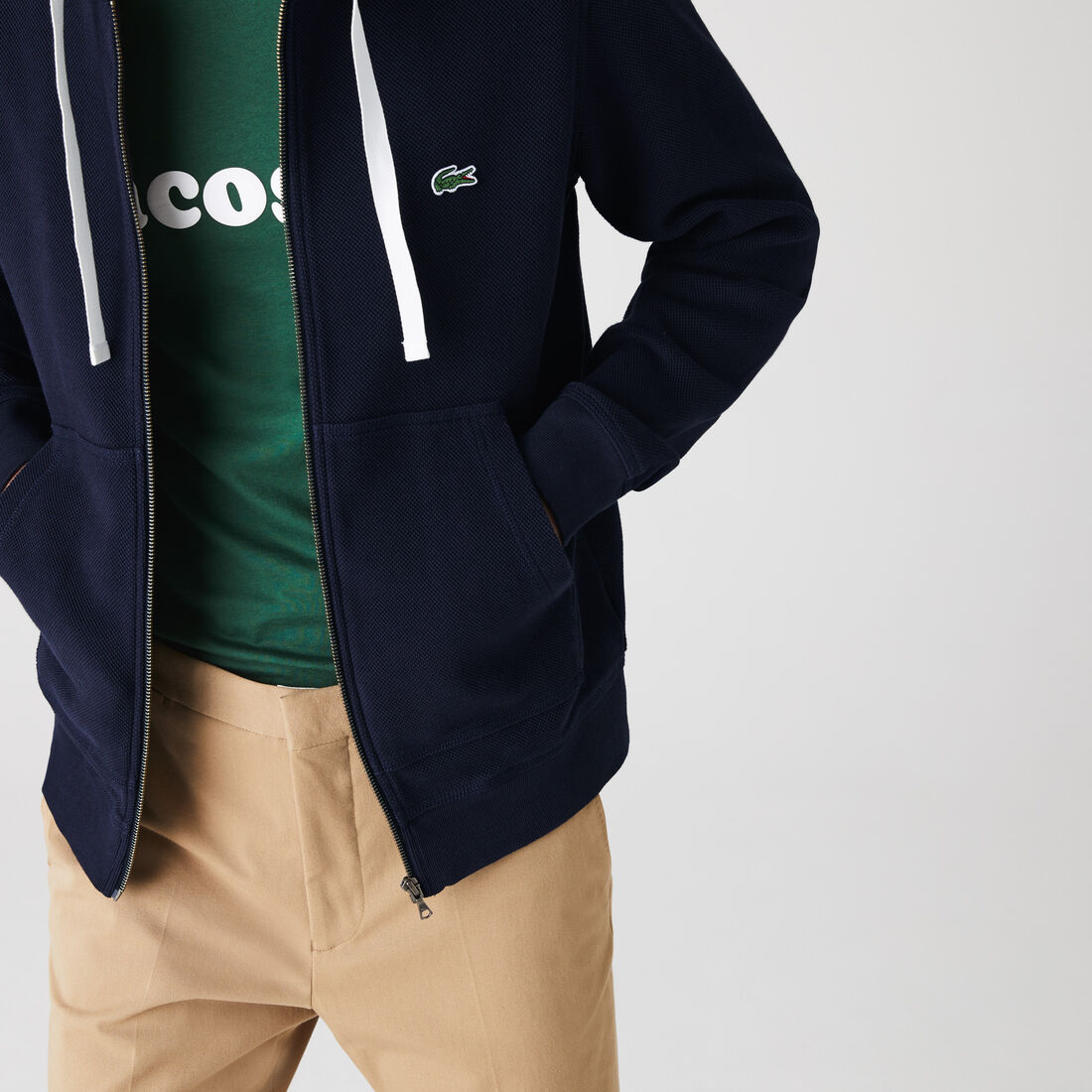 Men's Zip Hooded Organic Cotton Piqué Sweatshirt Men's Zip Hooded Organic Cotton Piqué Sweatshirt