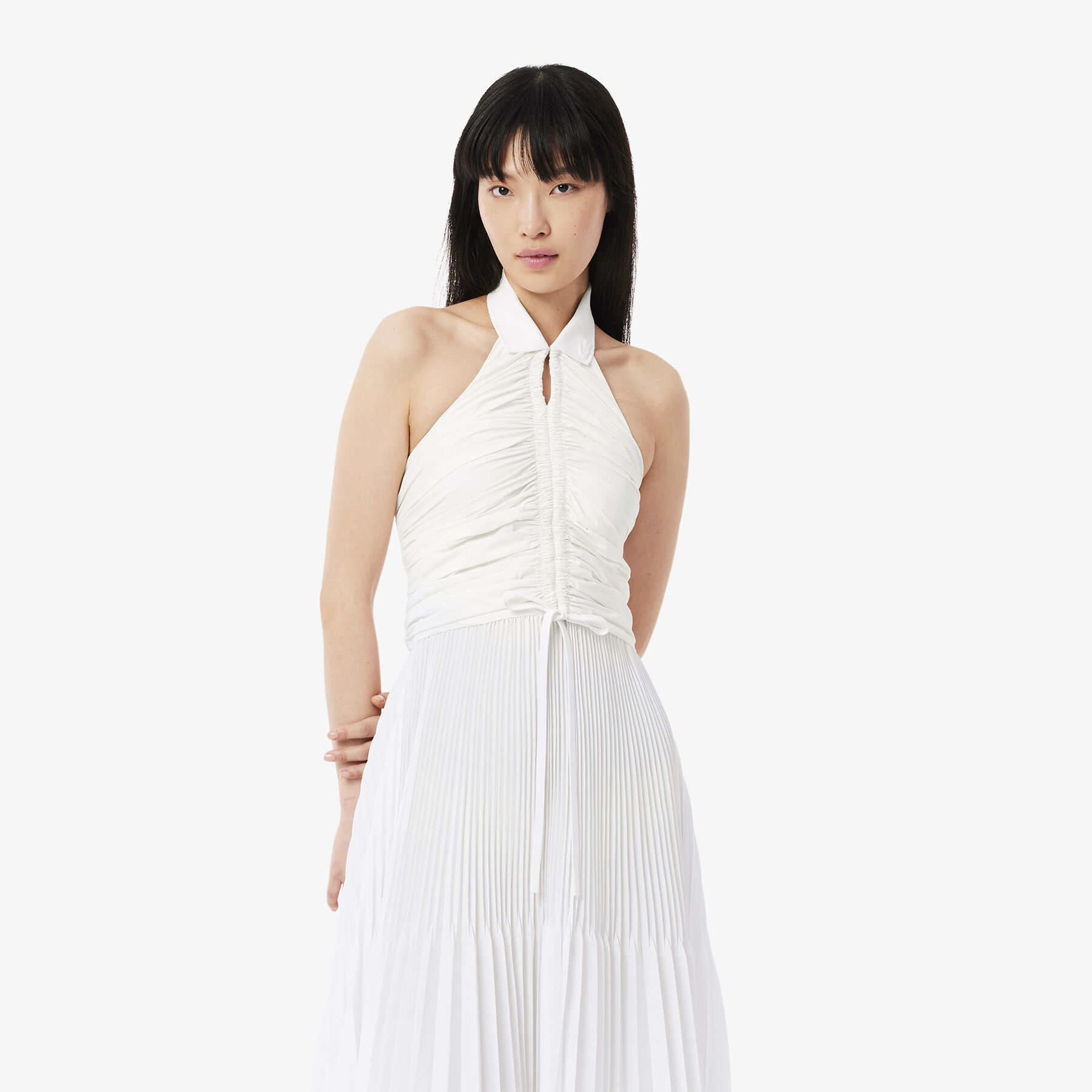 Pleated Sleeveless Polo Dress lacoste pleated sleeveless polo dress