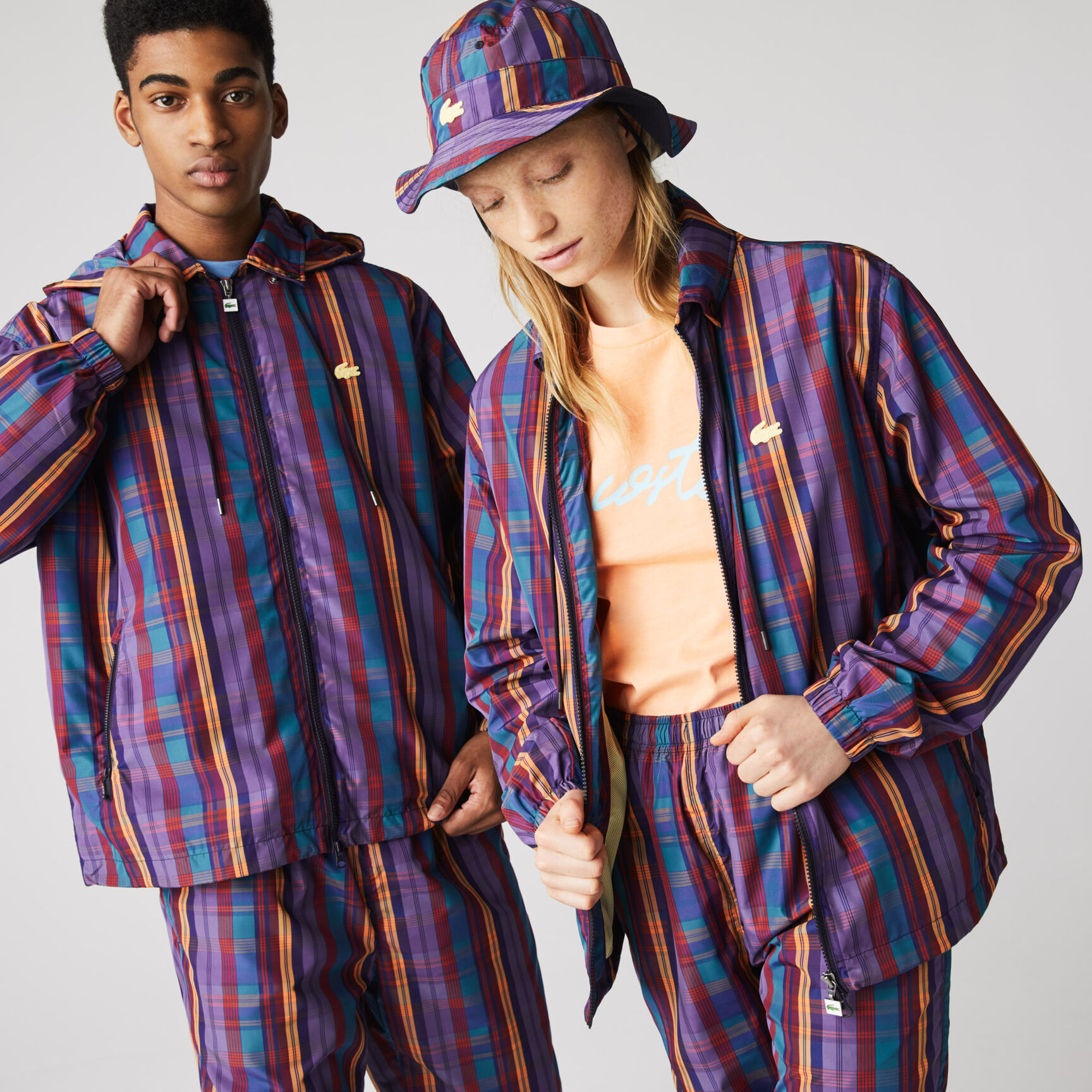 سترة واقية من الرياح كاروهات بسحاب للجنسين مجموعة Lacoste LIVE سترة واقية من الرياح كاروهات بسحاب للجنسين مجموعة Lacoste LIVE