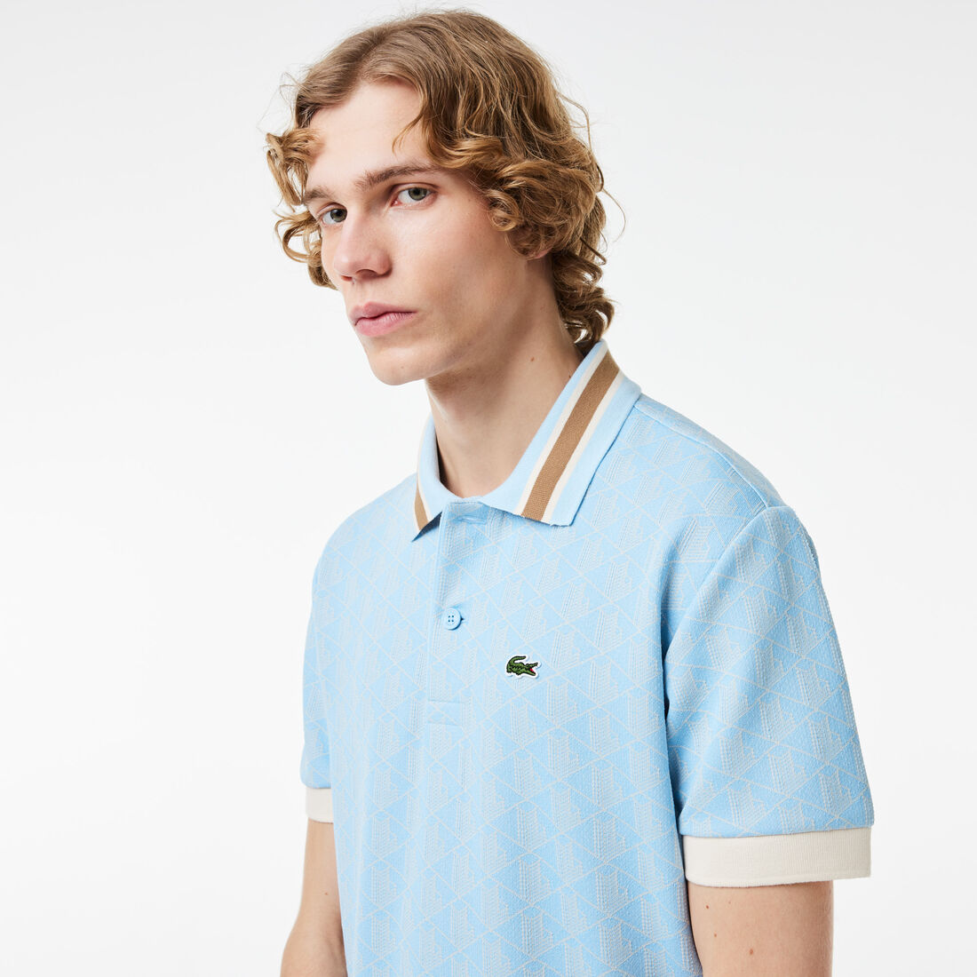 Classic Fit Monogram Jacquard Polo Shirt Classic Fit Contrast Collar Monogram Motif Polo Shirt - DH1417-00-WB5