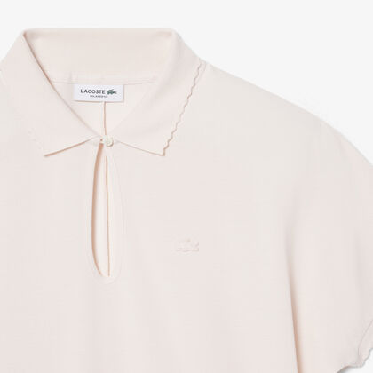 lacoste relaxed fit scallop trim fluid pique polo shirt
