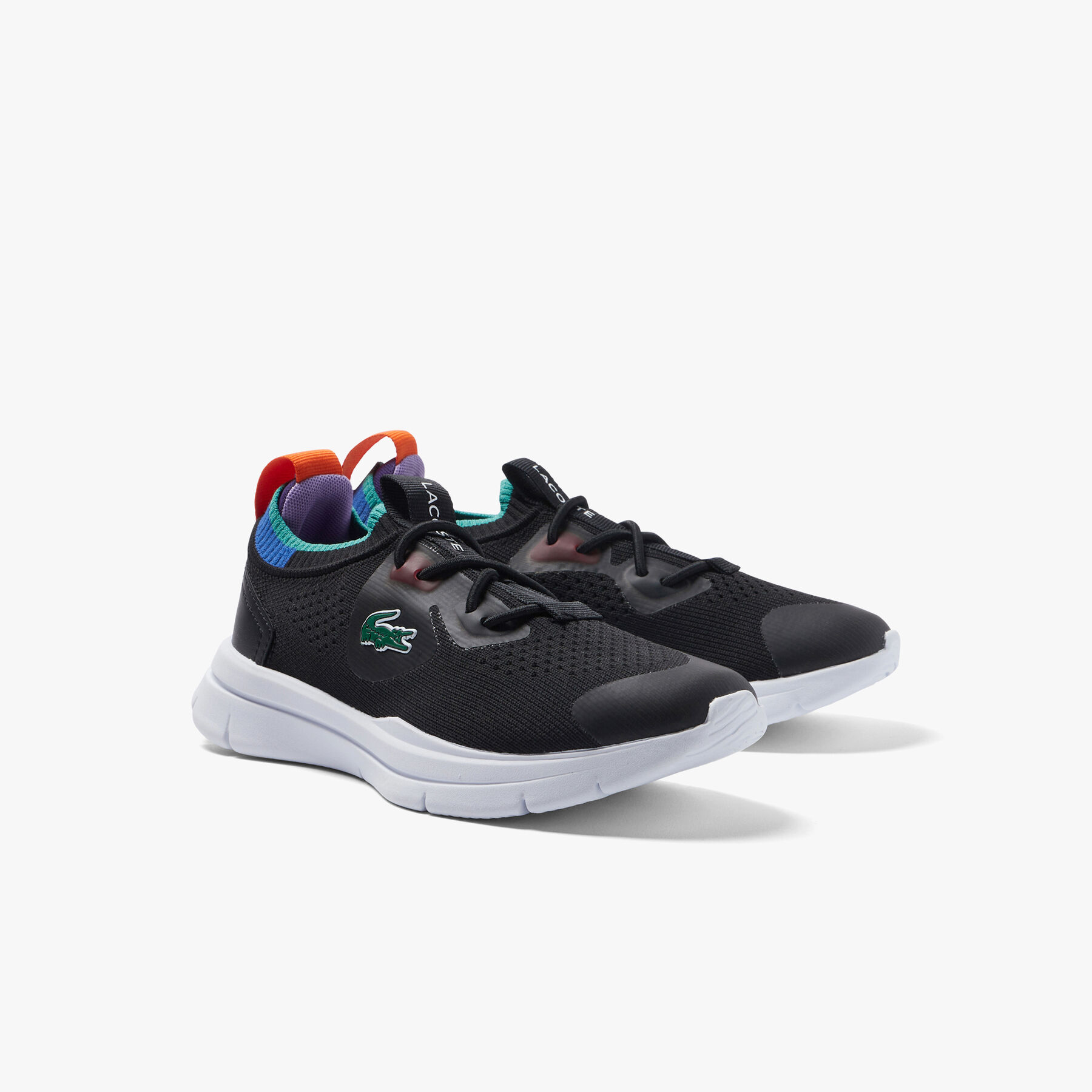 Children's Lacoste Run Spin Knit Textile Color Contrast Sneakers children s lacoste run spin knit textile color contrast sneakers