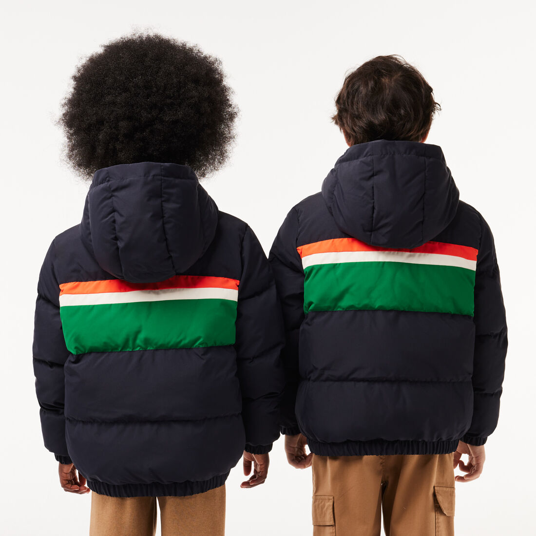 جاكيت تفتا بسحاب وجيب خارجي Contrast Stripe Hooded Puffer Jacket - BJ1247-00-KG2