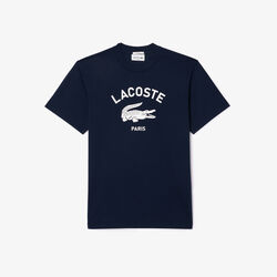 lacoste signature print cotton t shirt