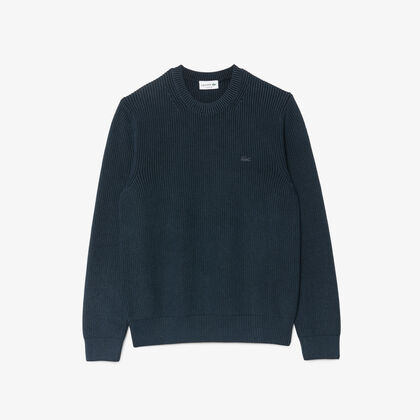 Washed Effect Crew Neck Pearl Rib Sweater