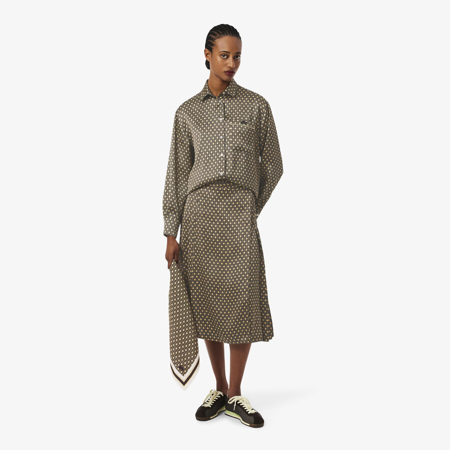 تنورة ميدي مطوية مطبوعة Printed pleated Midi Skirt - JF0253-00-4IZ