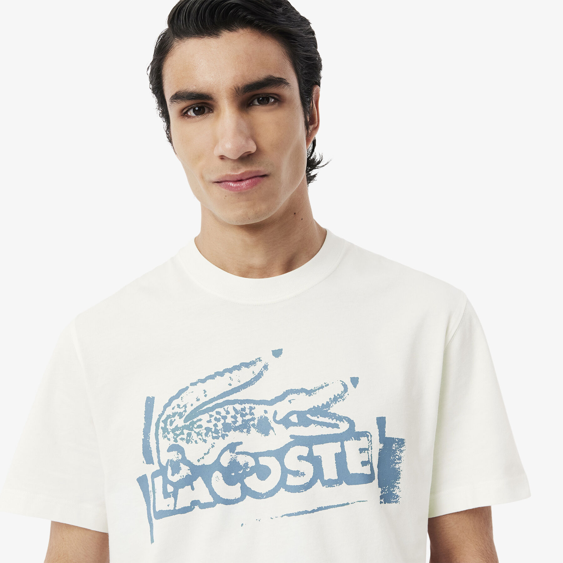 lacoste printed cotton jersey t shirt
