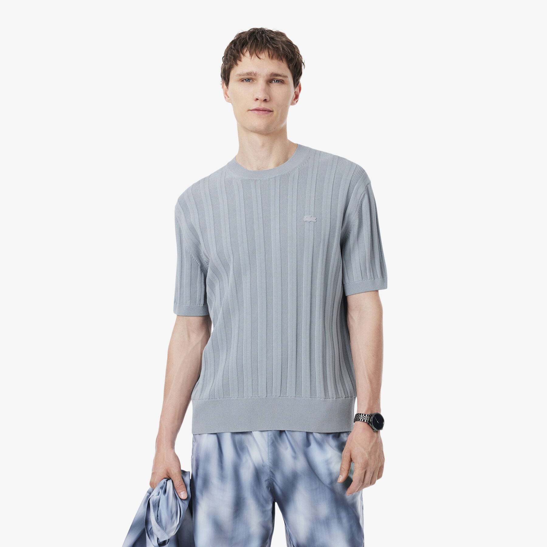 Fluid Ribbed Short Sleeved Sweater lacoste fluid ribbed short sleeved sweater