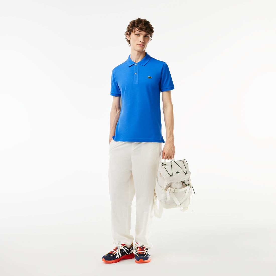 قميص بولو بيكيه بقصة ضيقة L.12.12 Original L.12.12 Slim Fit Petit Pique Cotton Polo Shirt - PH4012-00-SIY