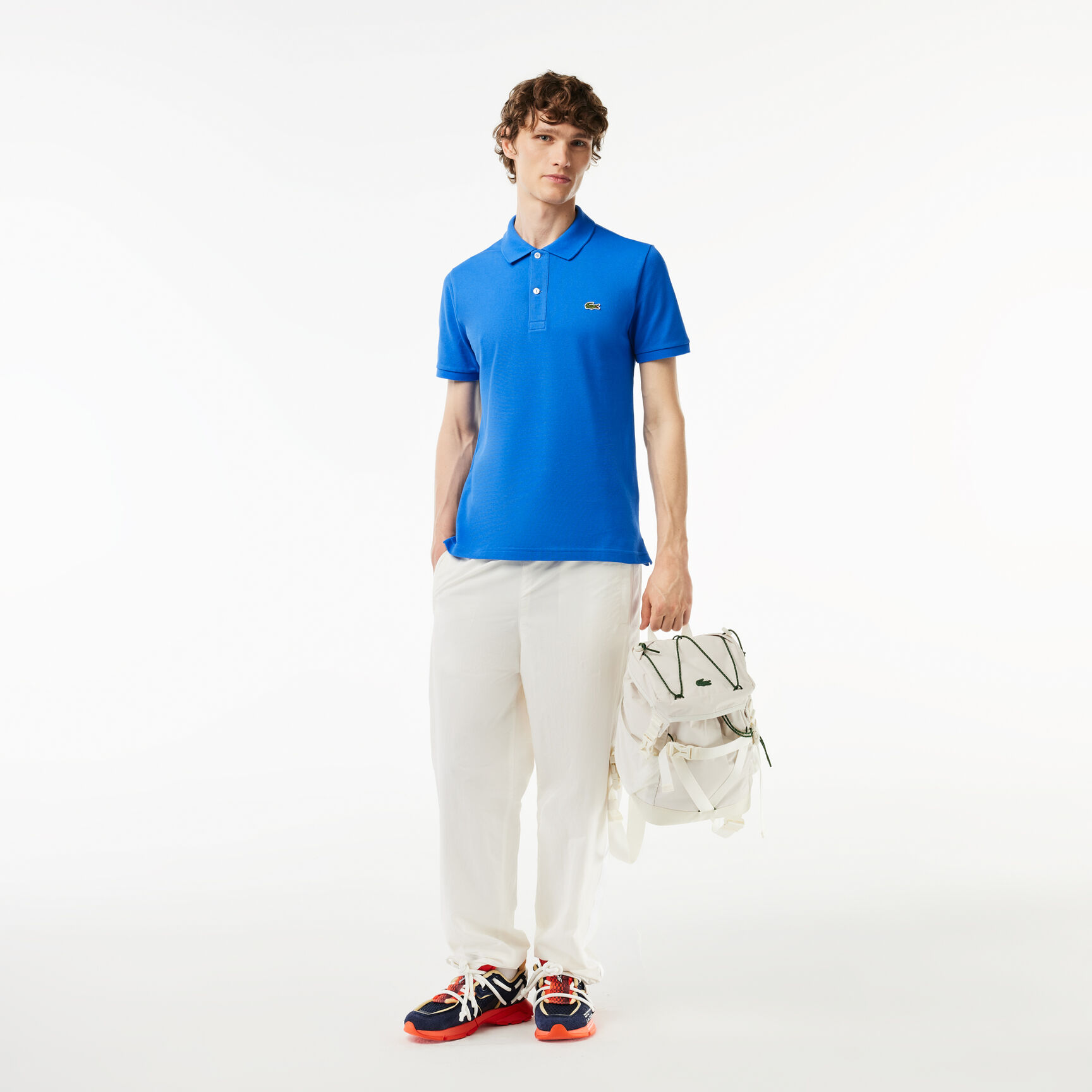 قميص بولو بيكيه بقصة ضيقة L.12.12 Original L.12.12 Slim Fit Petit Pique Cotton Polo Shirt - PH4012-00-SIY