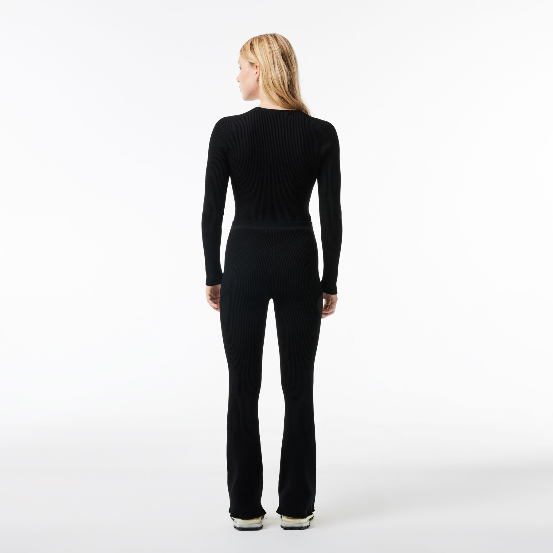 Seamless Ribbed Knit Flared Leggings lacoste seamless ribbed knit flared leggings
