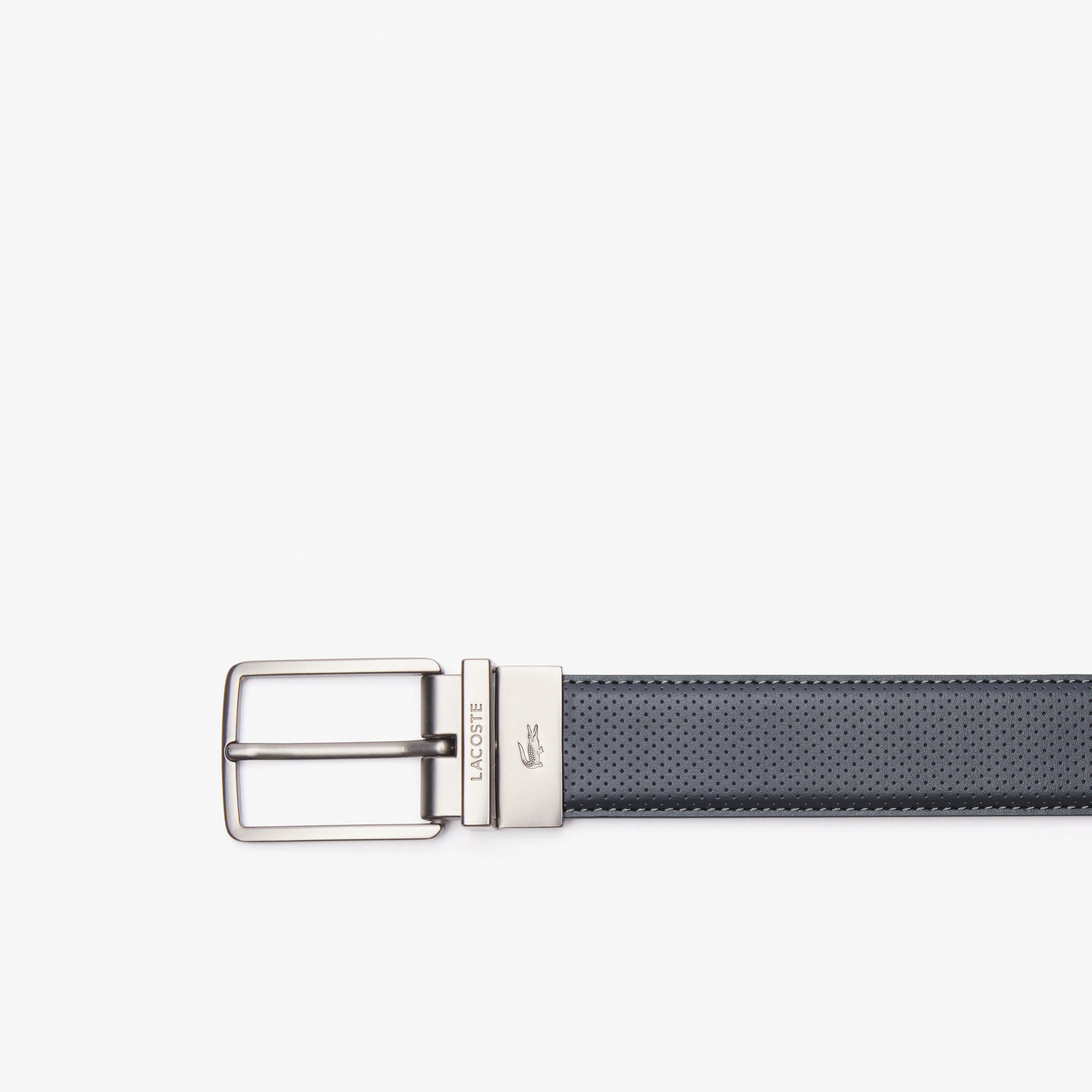 Men's Lacoste Engraved Buckle Reversible Piqu&eacute; Leather Belt