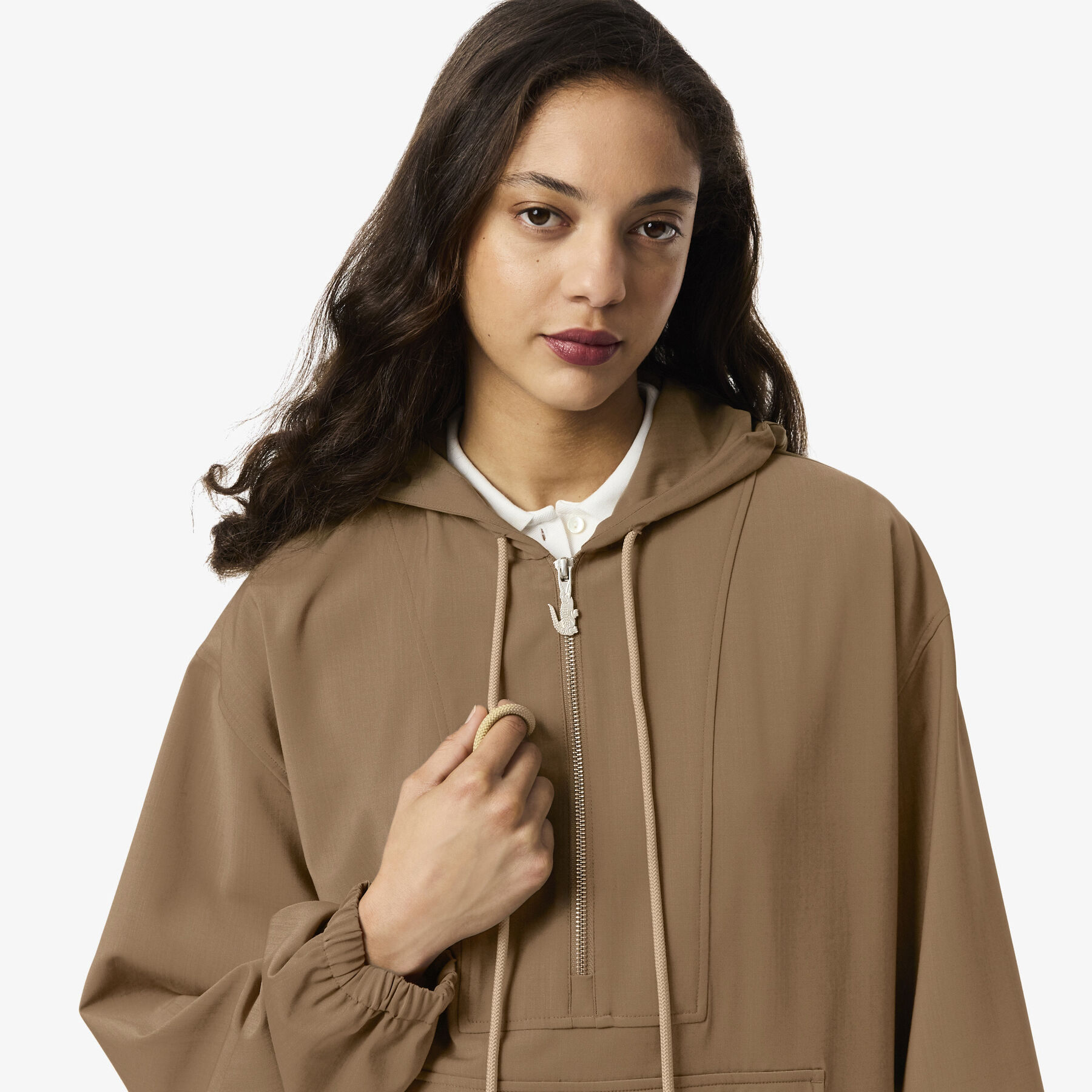 Oversized Wool Blend Popover Jacket lacoste oversized wool blend popover jacket